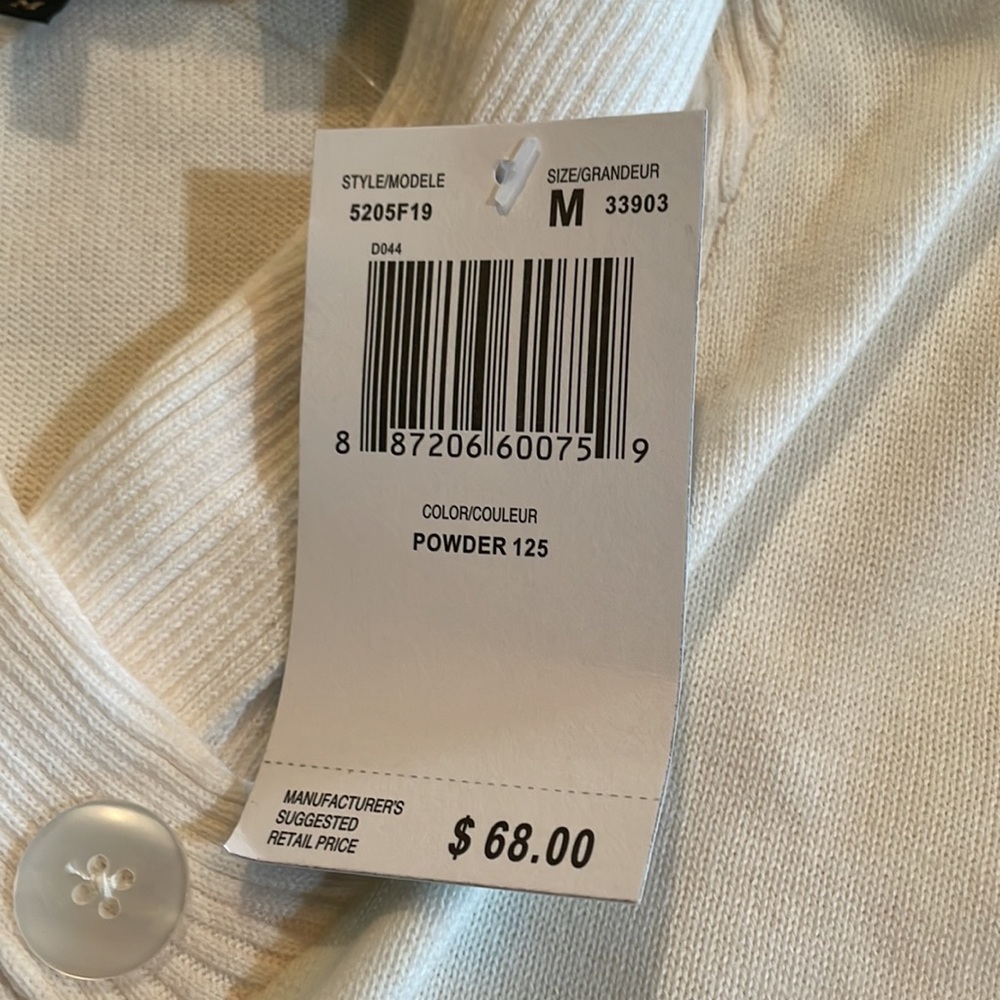Jeanne Pierre 3/4 Sleeve Sweater, Cream, Medium NWT - Picture 6 of 10